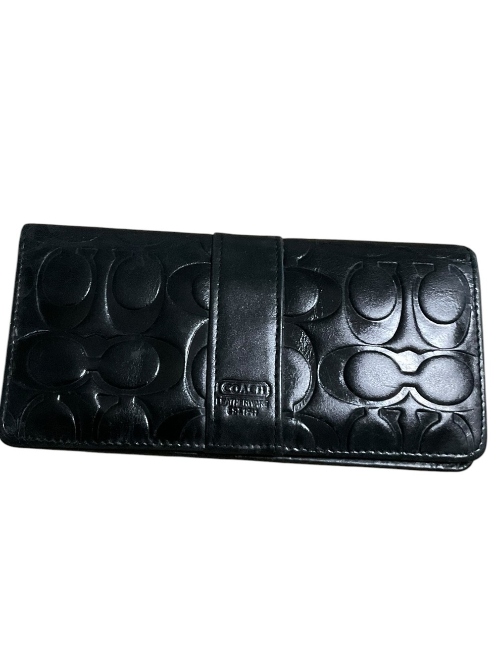 Coach Black Embossed Signature Leather Wallet